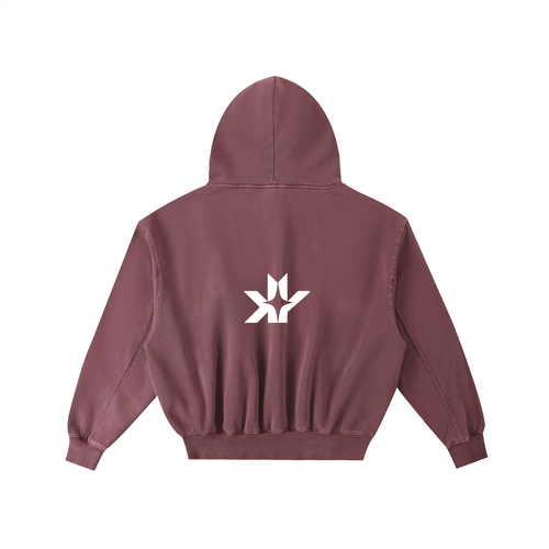 Frayed Enzyme Washed Fleece Hoodie