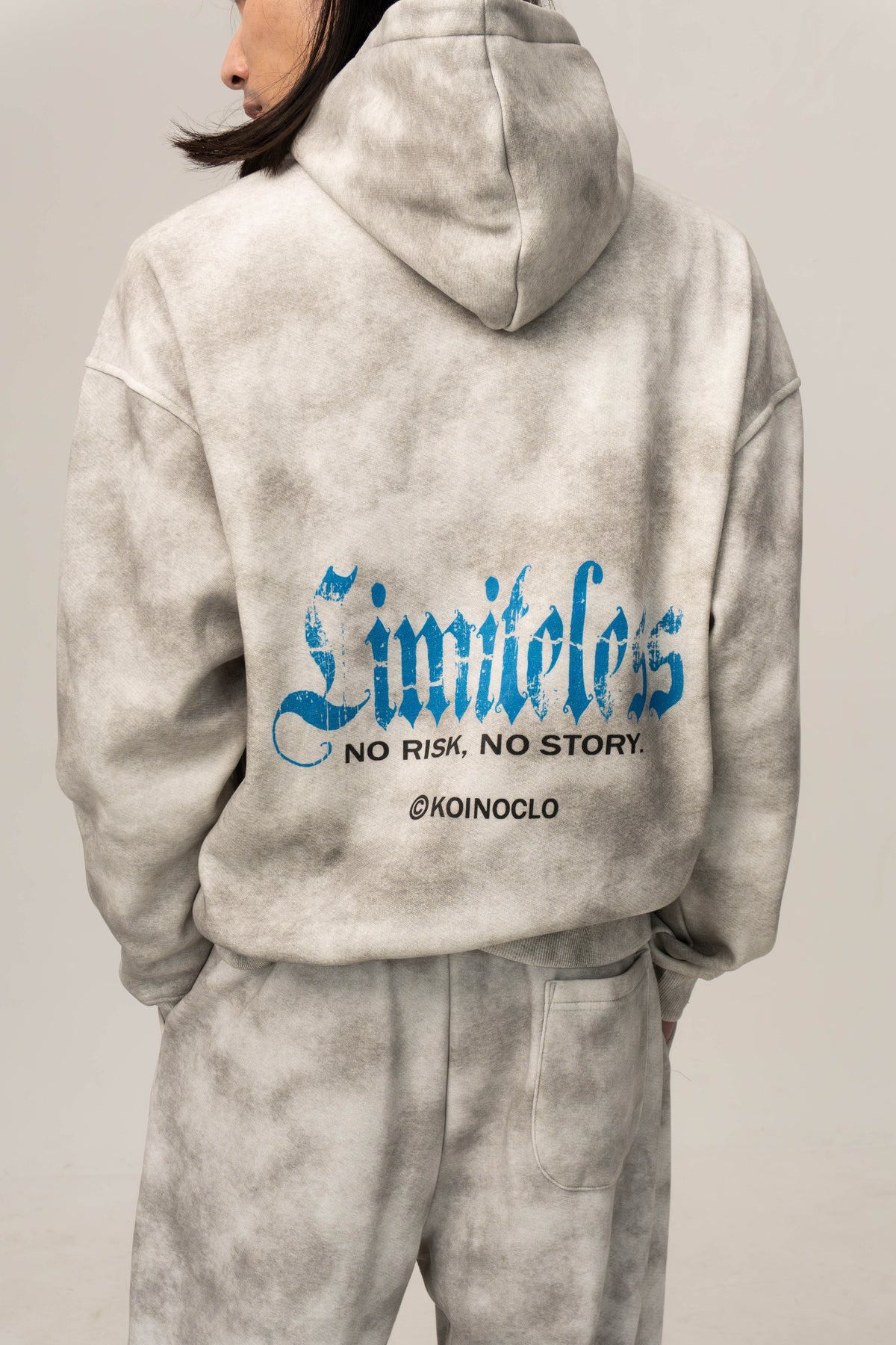 LIMITLESS” WASHED GREY ZIP HOODIE