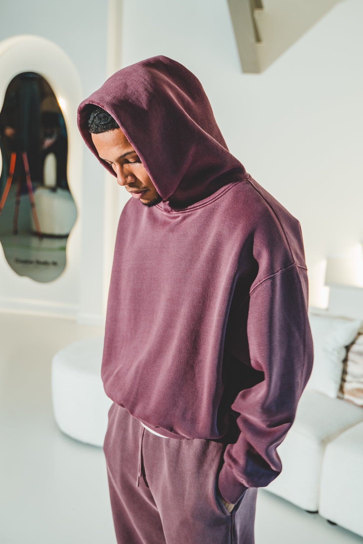 Frayed Enzyme Washed Fleece Hoodie