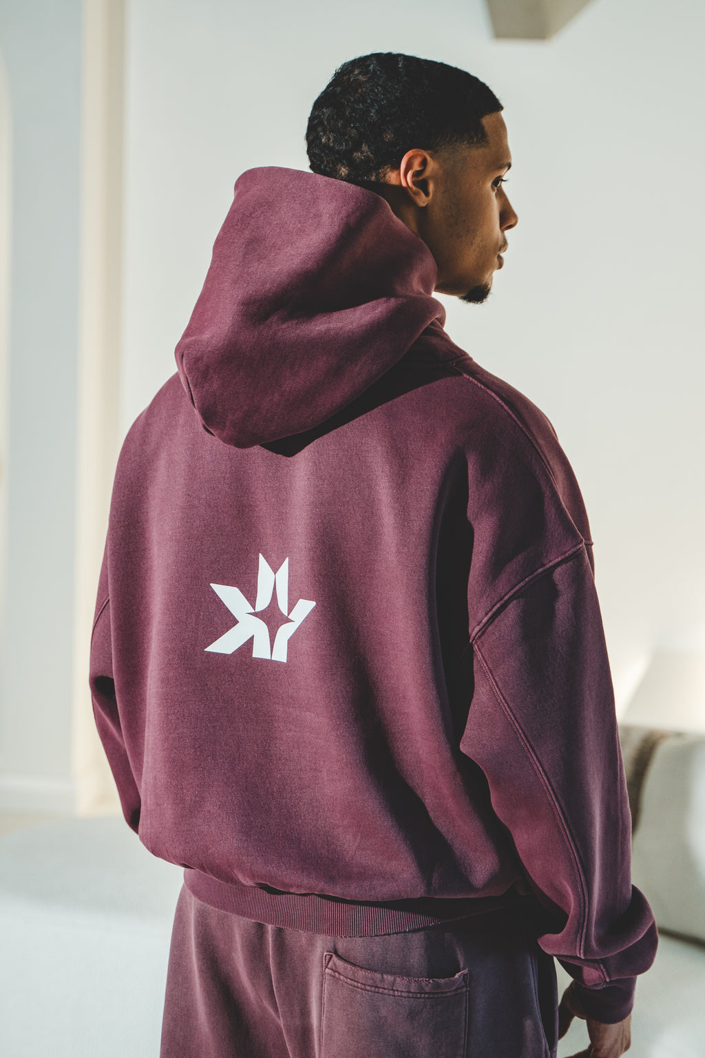 Frayed Enzyme Washed Fleece Hoodie