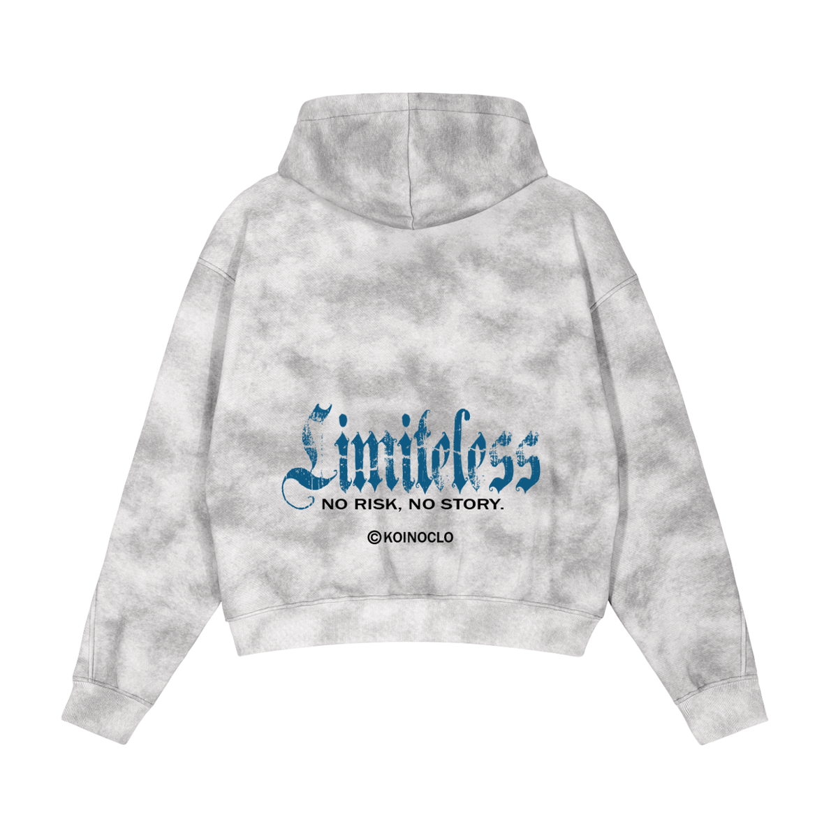 LIMITLESS” WASHED GREY ZIP HOODIE